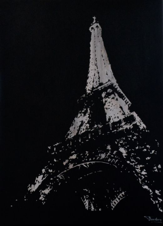 Painting titled "La Tour Eiffel -1.j…" by Thierry Chevalier, Original Artwork, Acrylic