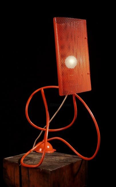 Sculpture titled "Lampe Orange 70'" by Thierry Roy, Original Artwork