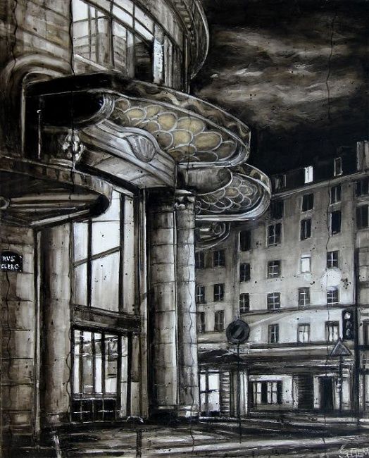 Картина под названием "entrée d'immeuble" - Thierry Sellem, Подлинное произведение искусства, Масло