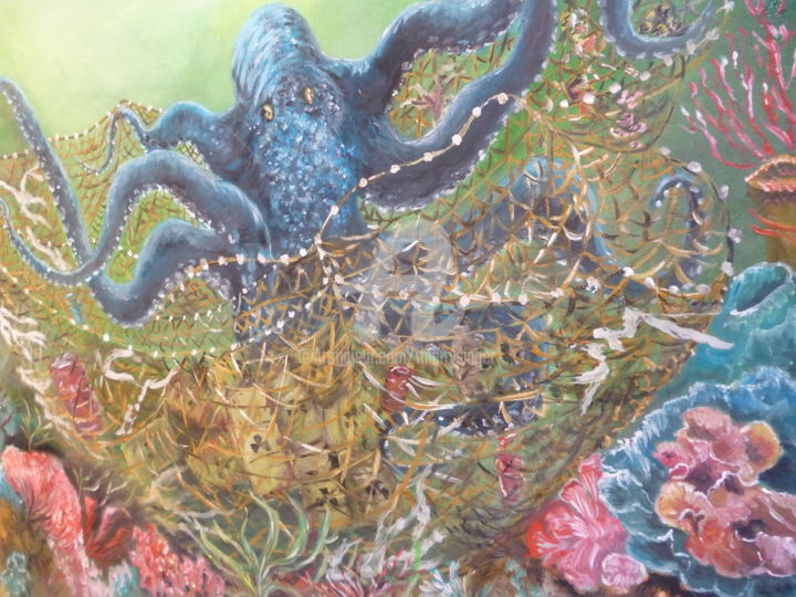 Pintura titulada "La pieuvre" por Thierry Singer De Polignac - Spencer (Prince Singer de Polignac-Spencer), Obra de arte ori…