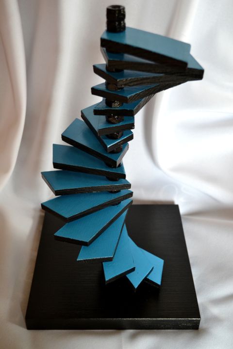 Sculpture titled "Stairs-to-Heaven" by Thierry Vobmann, Original Artwork, Wood