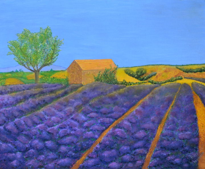 Painting titled "PROVENCE IN FRANCE" by Thierry Vobmann, Original Artwork, Acrylic Mounted on Wood Stretcher frame