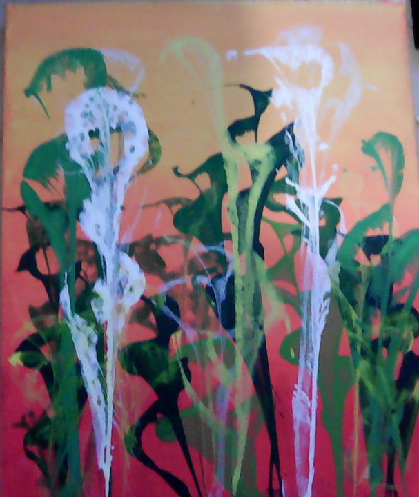 Peinture intitulée "herbes folles" par Dominique Thirion, Œuvre d'art originale, Acrylique