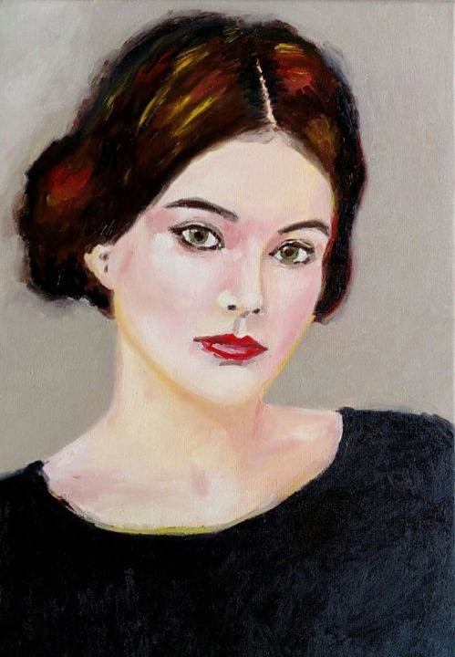 Schilderij getiteld "de dame" door Farid Shirzad, Origineel Kunstwerk