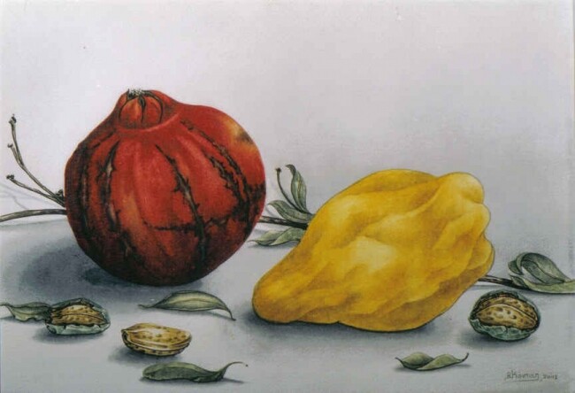 Pintura titulada "pomagranates 13" por Thomai Kontou, Obra de arte original, Otro