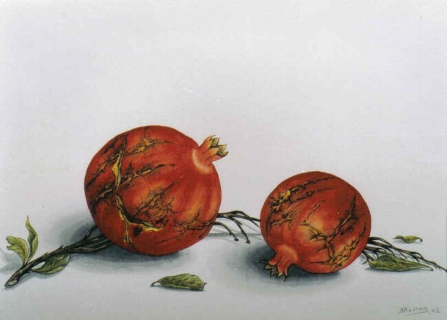 Painting titled "pomagranates 14" by Thomai Kontou, Original Artwork, Other