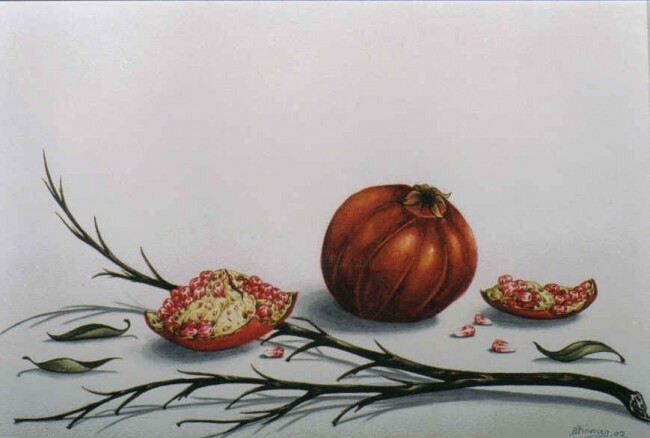 Painting titled "pomagranates 15" by Thomai Kontou, Original Artwork, Other