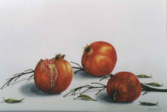 Pintura intitulada "pomagranates 19" por Thomai Kontou, Obras de arte originais, Outro