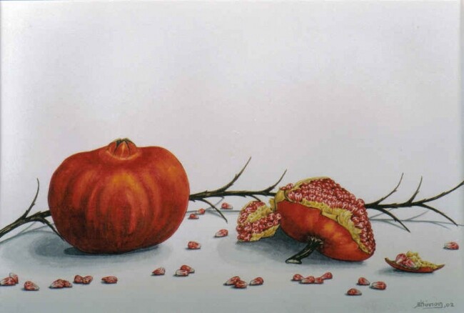 Painting titled "pomegranates 20" by Thomai Kontou, Original Artwork, Other
