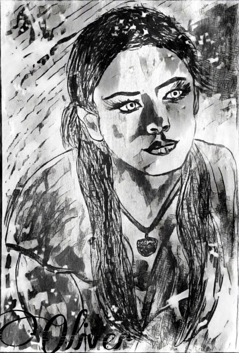 "Kristin Kreuk alias…" başlıklı Resim Oliver Pilato tarafından, Orijinal sanat, Kalem