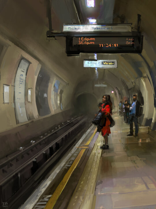 Arts numériques intitulée "London Underground" par Thomas Brissot, Œuvre d'art originale, Travail numérique 2D
