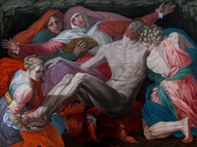 Peinture intitulée "La Pieta de Rosso F…" par Thomas Cambois, Œuvre d'art originale