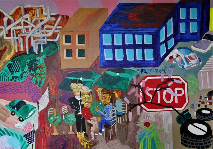 绘画 标题为“STOP” 由Thomas Formule, 原创艺术品, 丙烯
