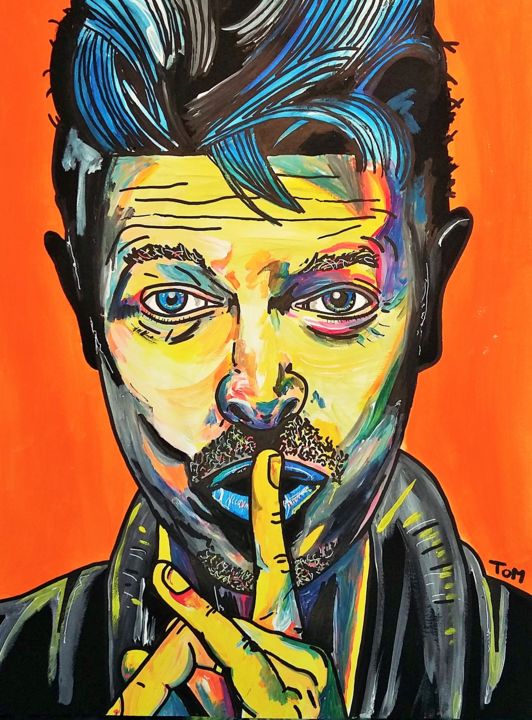 Painting titled "DAVID BOWIE" by Tom'S Peintures, Original Artwork