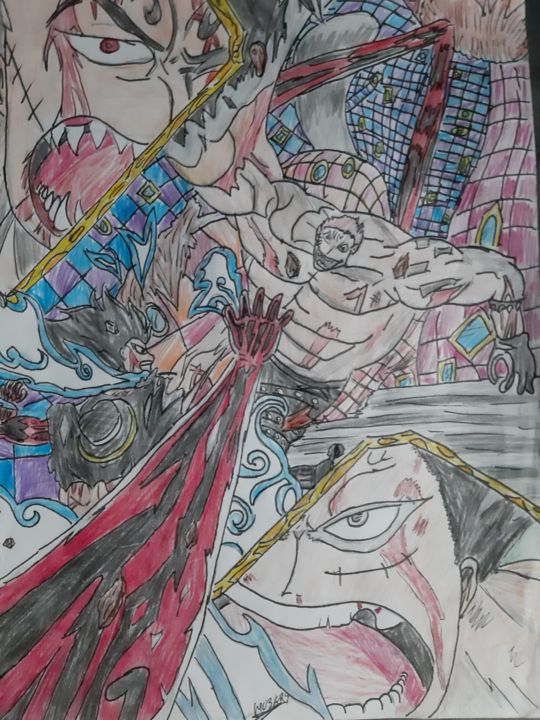 Dessin intitulée "Luffy vs katakuri" par Thomas Hubert, Œuvre d'art originale