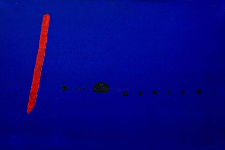 Painting titled "Miro X Klein Blue II" by Thomas Jeunet, Original Artwork, Acrylic Mounted on Wood Stretcher frame