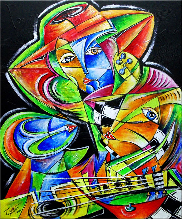 Peinture intitulée "Musical Trio" par Thomas Lange, Œuvre d'art originale, Acrylique