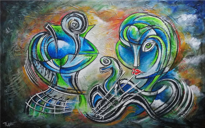 Painting titled "Music of Love for Y…" by Thomas Lange, Original Artwork, Acrylic Mounted on Wood Stretcher frame