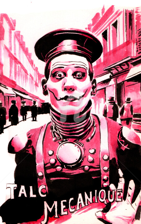 Painting titled "Mime Steampunk 2" by Thomas Liébart, Original Artwork, Ink