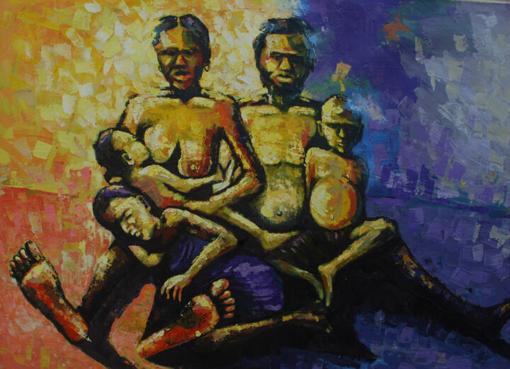Painting titled "FAMILY AFFAIR [acry…" by Terra Bantu, Original Artwork, Oil
