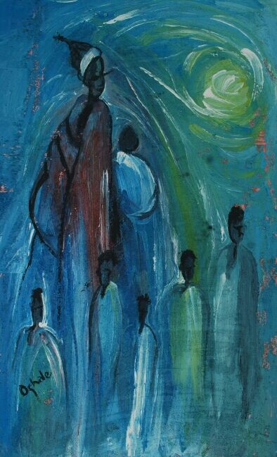 Painting titled "family planning [ac…" by Terra Bantu, Original Artwork, Oil