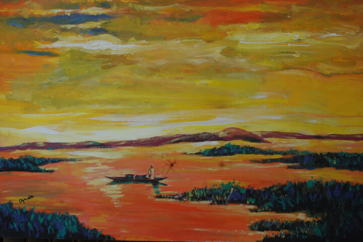 Painting titled "landscape [acrylic…" by Terra Bantu, Original Artwork, Oil