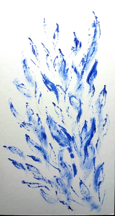 Drawing titled "Feuilles bleues" by Thomas Rodet, Original Artwork, Acrylic Mounted on artwork_cat.