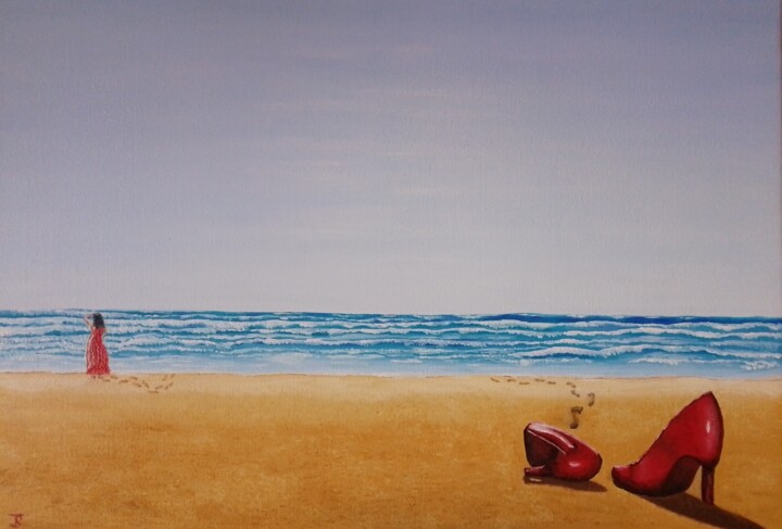 绘画 标题为“Red High Heels On T…” 由Thomas Svoboda, 原创艺术品, 油