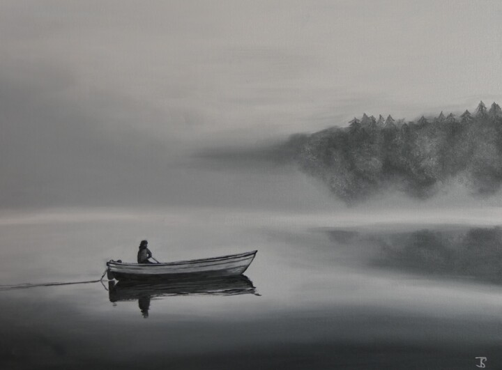 Pintura titulada "Boot im Nebel" por Thomas Svoboda, Obra de arte original, Oleo