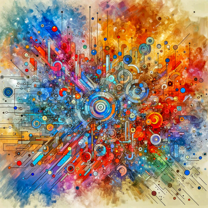 Digitale Kunst mit dem Titel "Couleur chaos" von Thomas Thomopoulos, Original-Kunstwerk, KI-generiertes Bild