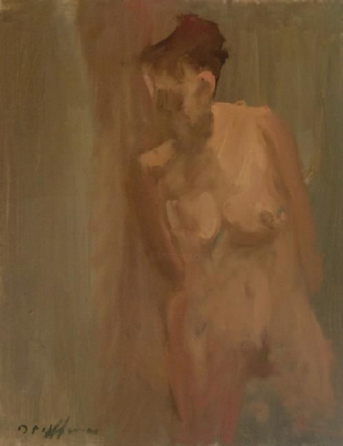 Peinture intitulée "portrait d'un nu fé…" par Olivier-Maurice Thomas, Œuvre d'art originale