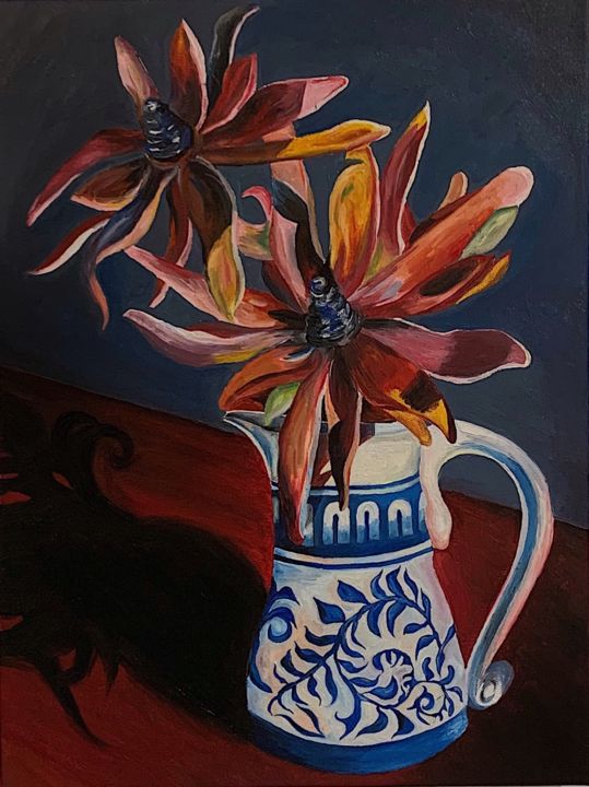 Painting titled "Leucadendron’s & a…" by Thomas Letts, Original Artwork, Oil