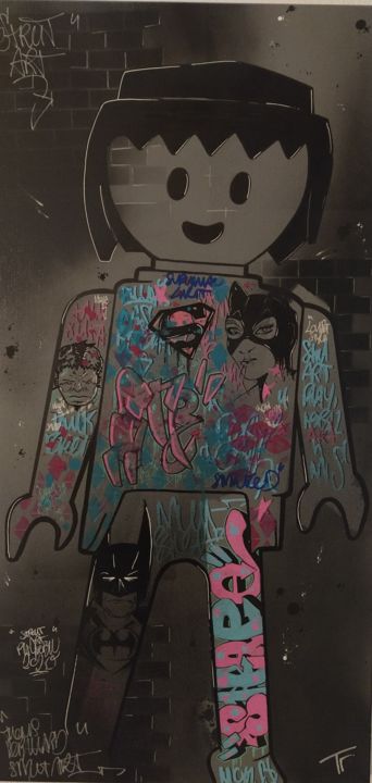 Peinture intitulée "Playmobil" par Thomas Robillard, Œuvre d'art originale, Acrylique