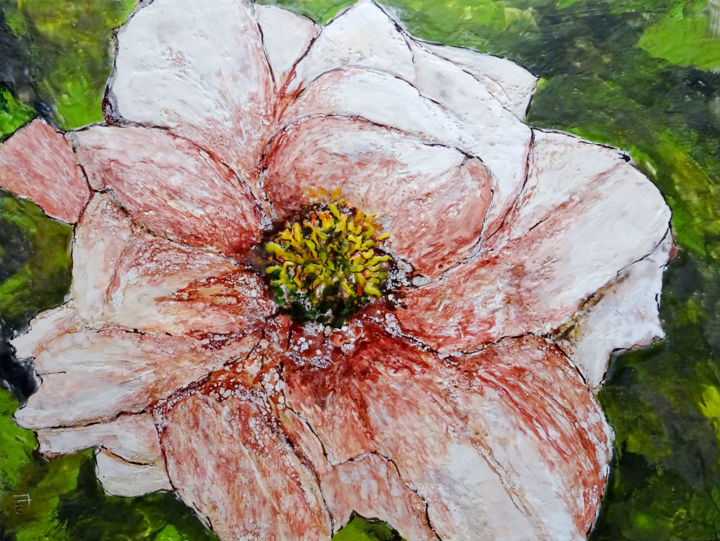 Painting titled "Paeonia 02" by Jean Jacques Thome, Original Artwork, Encaustic