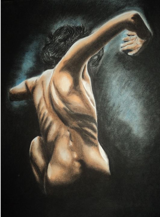 Peinture intitulée "Desnudo (restaurado)" par Thommy, Œuvre d'art originale, Pastel