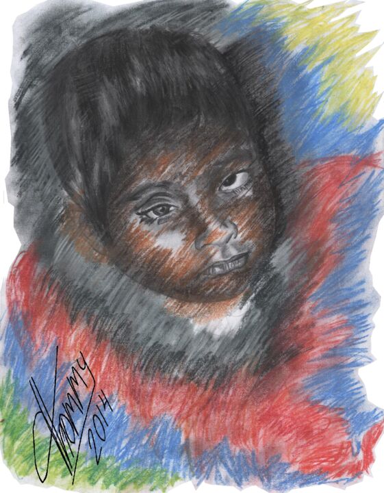 Drawing titled "Fabricio niño con c…" by Thommy, Original Artwork, Graphite