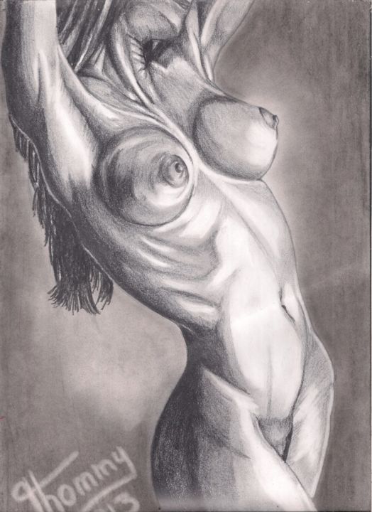 Dessin intitulée "Desnudo N. 2" par Thommy, Œuvre d'art originale, Graphite