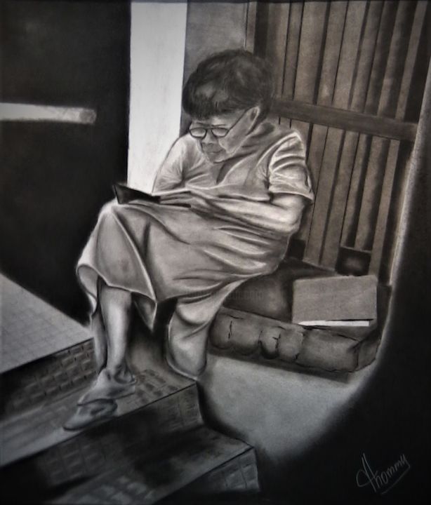 Drawing titled "Poetisa Clementina…" by Thommy, Original Artwork, Charcoal