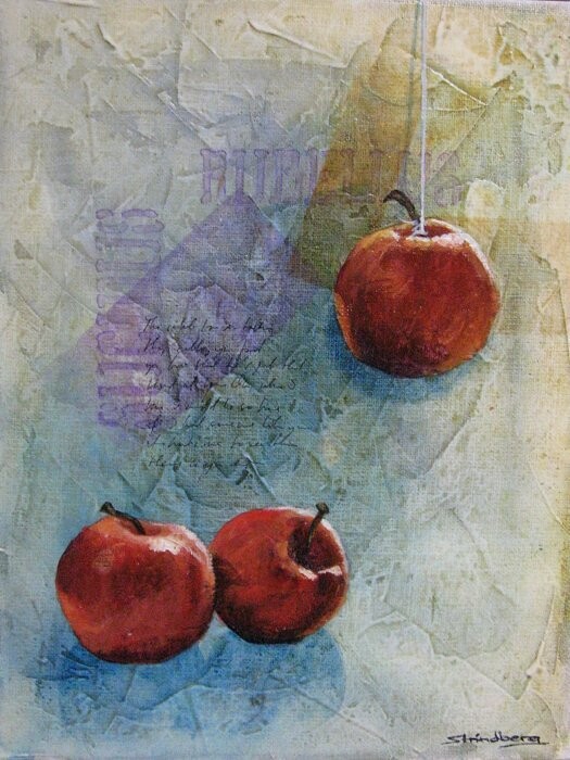 Schilderij getiteld "Apples" door Thor-Leif Strindberg, Origineel Kunstwerk
