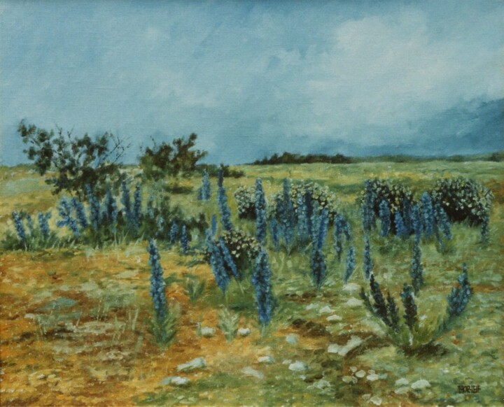 Schilderij getiteld "Viper's bugloss" door Thor-Leif Strindberg, Origineel Kunstwerk