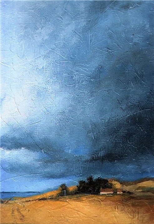 Schilderij getiteld "Cloudy day" door Thor-Leif Strindberg, Origineel Kunstwerk