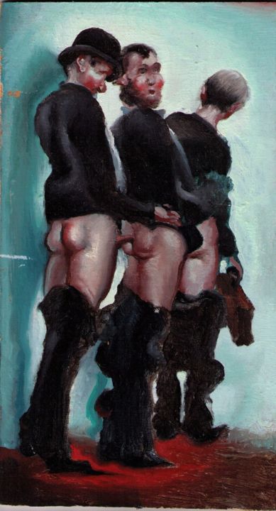 Painting titled "Three Blind Mice" by Thorbjørn Morstad, Original Artwork, Oil
