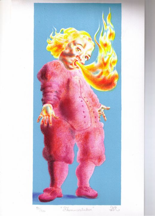 Dessin intitulée "Fire Eater" par Thorbjørn Morstad, Œuvre d'art originale, Autre
