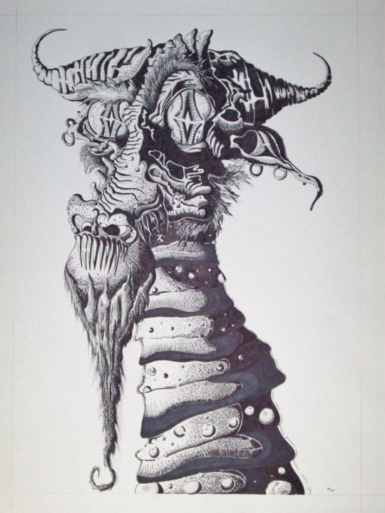 Pittura intitolato "The Dragon" da Tin, Opera d'arte originale