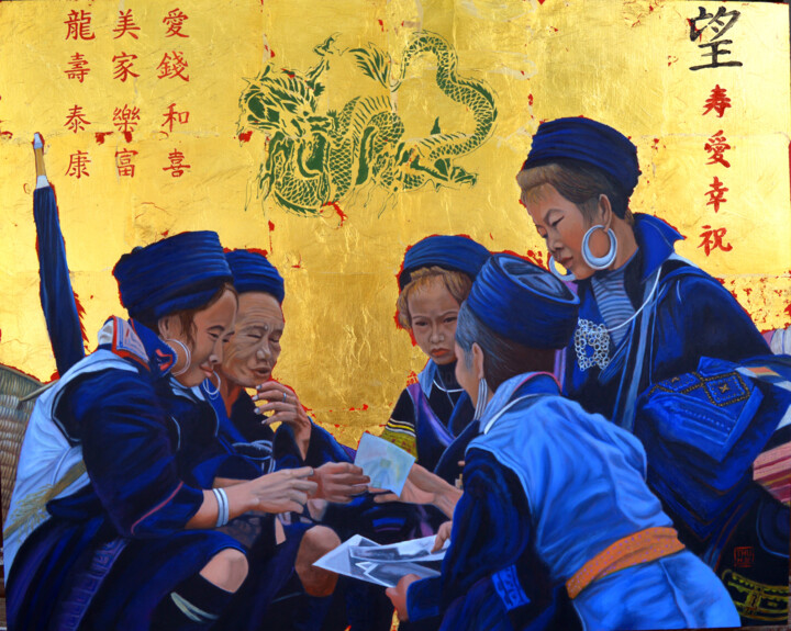 Ζωγραφική με τίτλο "The Meet Market" από Thu Nguyen, Αυθεντικά έργα τέχνης, Λάδι