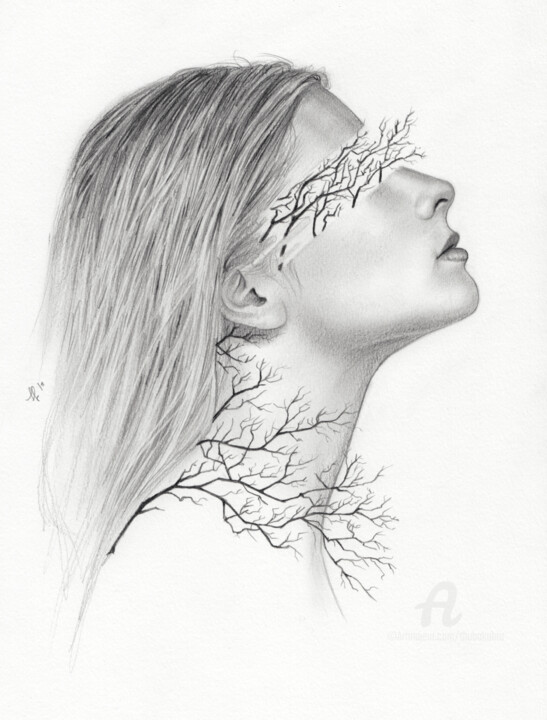 Drawing titled "Surreal Portrait Wi…" by Anita Mihalyi (Thubakabra), Original Artwork, Pencil