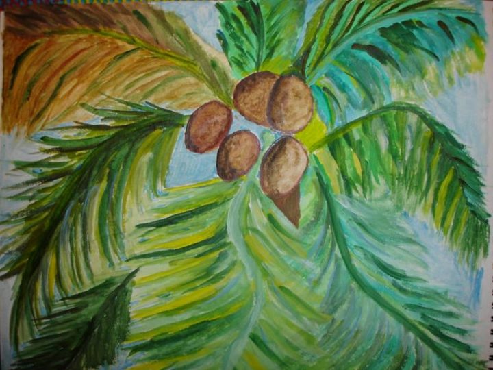 Ζωγραφική με τίτλο "Coconuts" από Thumbelina, Αυθεντικά έργα τέχνης