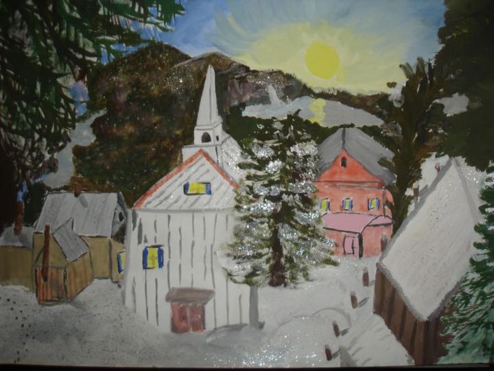 Ζωγραφική με τίτλο "Winter" από Thumbelina, Αυθεντικά έργα τέχνης, Λάδι