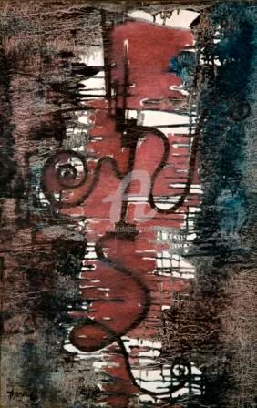 Картина под названием "THE STEEL DANCER" - Thushara A., Подлинное произведение искусства, Масло