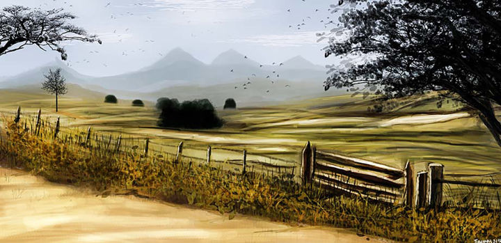 Digital Arts titled "Paisagem Rural" by Tiago Amaral, Original Artwork, Digital Painting